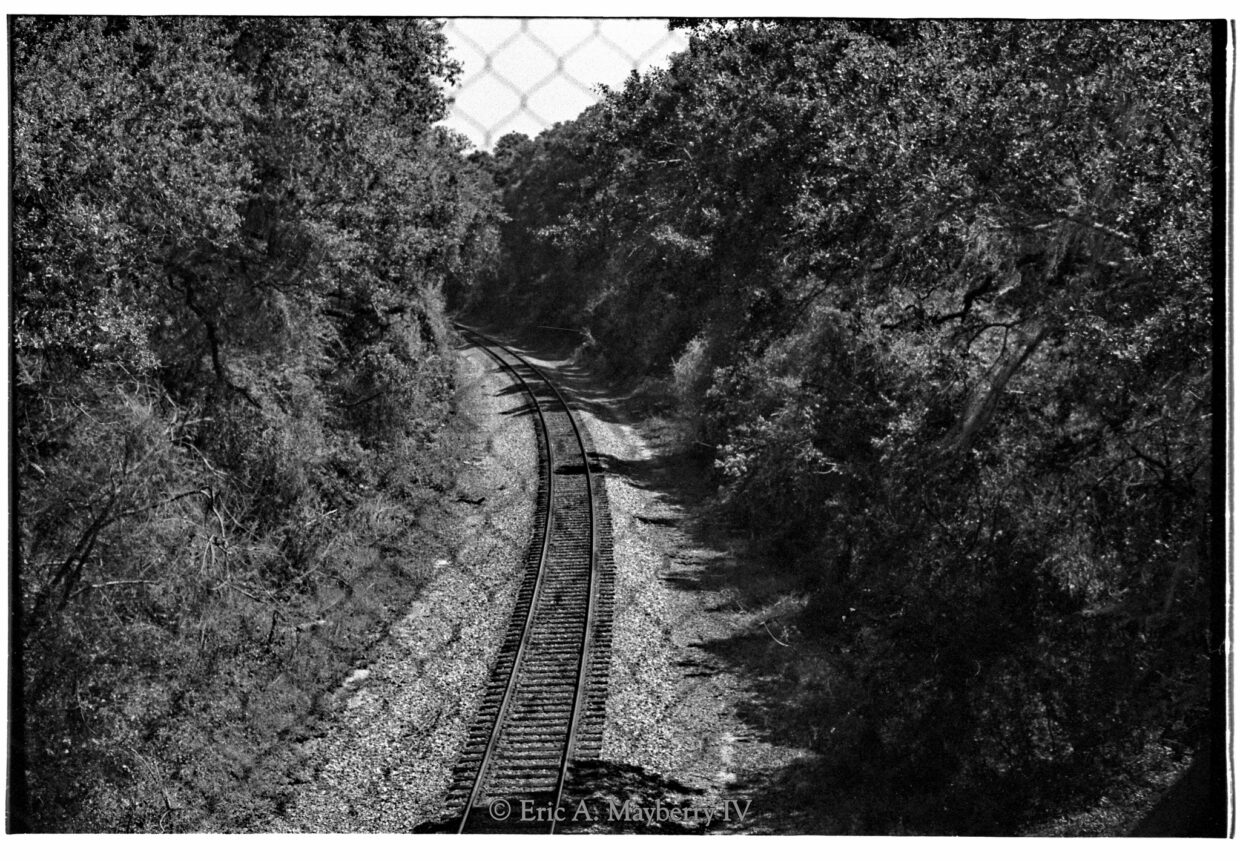 Train tracks under Lafayette Heritage Trail Bridge